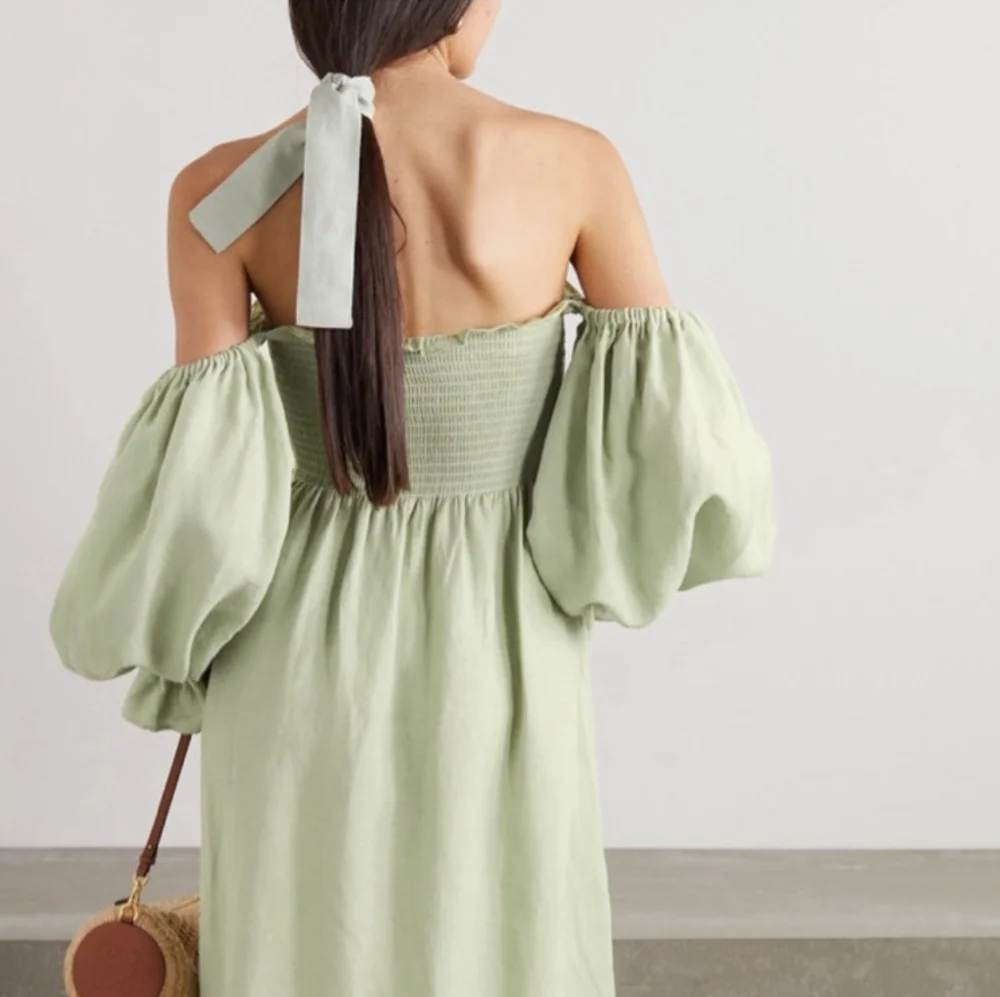 Sleeper 100% linen hair ribbon sage green